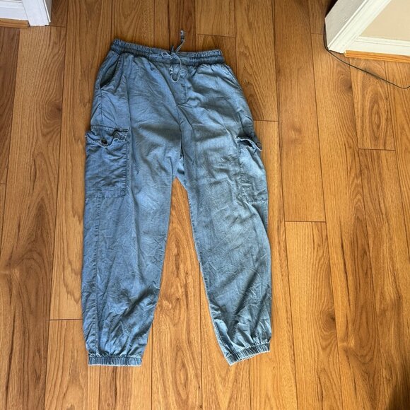 Republic Denim Chambray Women Cargo Pull On Jogger Pants Blue Size Large - Picture 9 of 9